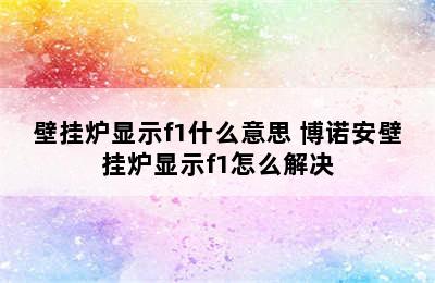 壁挂炉显示f1什么意思 博诺安壁挂炉显示f1怎么解决